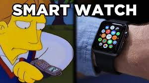 a cartoon character wearing a smart watch